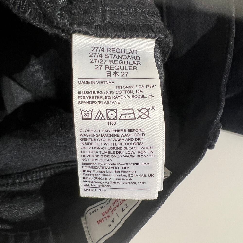 GAP Vintage Slim High Rise Black Velvet-Feel Jeans NWT Size 27R - Picture 8 of 8